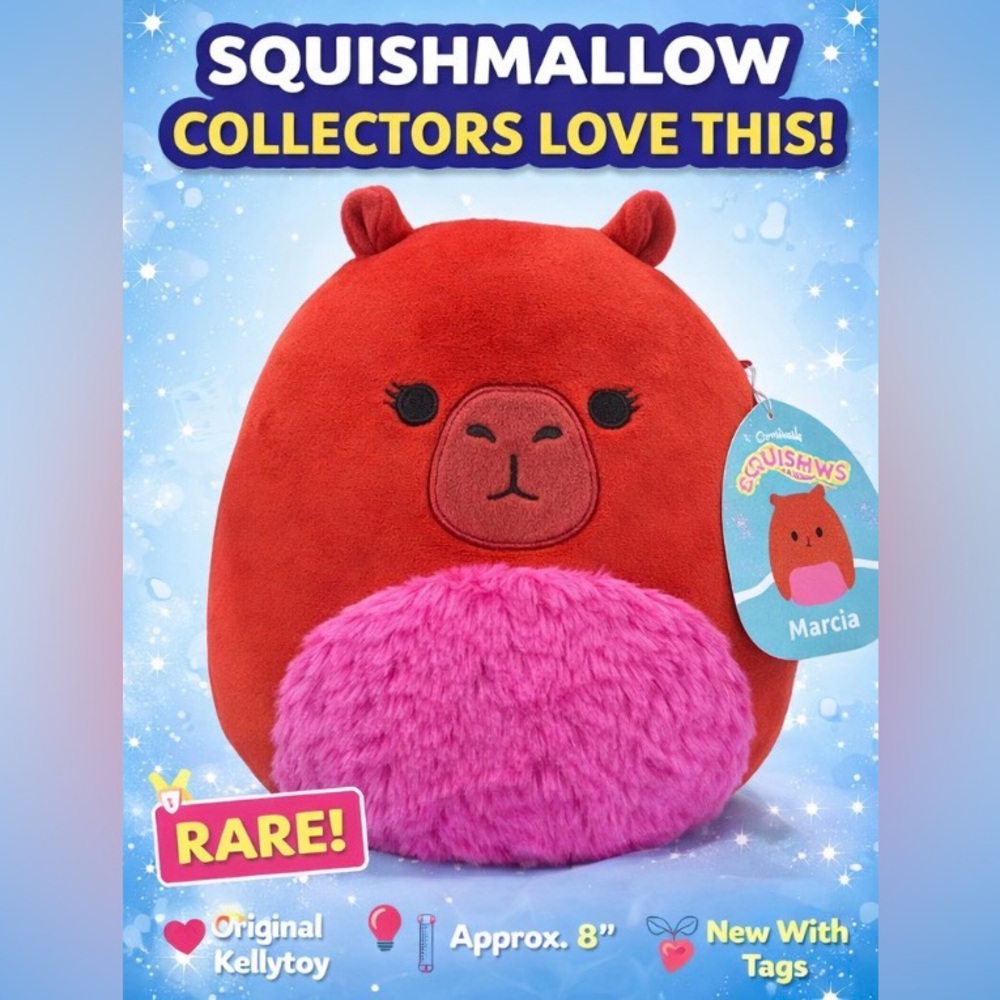 Squishmallows Original 8 Inch Marcia Maroon Capybara Official Jazwares Plush Toy - Picture 5 of 15